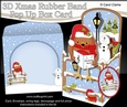 3D Christmas Rubber Band Pop Up Box Card - Christmas Bobbin Robin goes Carol Singing