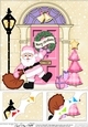 8 x 8 Christmas Door Santa brings a sack of Presents Scalloped Corner Topper