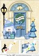 8 x 8 Christmas Door Pip Penguin has a Present Scalloped Corner Topper