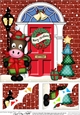 8 x 8 Christmas Door GiGi Horse has a present Scalloped Corner Topper