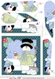 Christmas Snowman Rio and Pip Penguin make Snowballs at the North Pole Fan Pyramage Topper