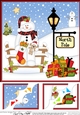 8 x 8 Christmas at the North Pole Christmas Snowman Mack Scalloped Corner Topper