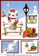 8 x 8 Christmas at the North Pole Little Striped Cat has Presents Scalloped Corner Topper