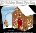 3D Rubber Band Pop Up Christmas Card - Rudolph has a Christmas Tree at the Christmas Gingerbread House