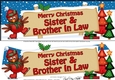 large DL Christmas SISTER & BROTHER IN LAW Robin Signpost 3d decoupage