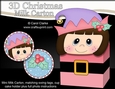 3D Christmas Little Girl Elf Milk Carton Gift or Treat Box