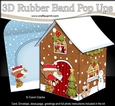 3D Rubber Band Pop Up Christmas Card - Bobbin Robin has a Letter for Santa at the Christmas Gingerbread House
