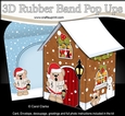 3D Rubber Band Pop Up Christmas Card - Livvy Bear is Carol Singing at the Christmas Gingerbread House