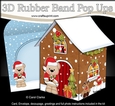 3D Rubber Band Pop Up Christmas Card - Austin Bear has brought some Mistletoe at the Christmas Gingerbread House