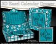 3D Everlasting Easel Calendar Drawer Gift Set - Pretty Blue Floral