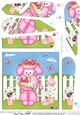 Bon Bon Poodle Dog has a Bonnet and Basket of Flowers Fan Pyramage Topper