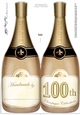 Large DL Happy 100th Birthday Champagne Bottle Shaped Card