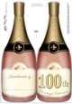 Large DL Happy 100th Birthday Champagne Bottle Shaped Card