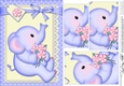 A5 Lil Baby Elephant has pretty Flowers Pyramage Topper