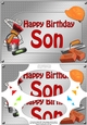 A5 Happy Birthday SON Handyman Tools Scallop Corners & Pyramage