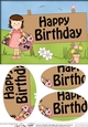 A5 HAPPY BIRTHDAY Girlz Suzi goes Shopping Oval Pyramage Topper