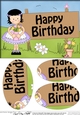 A5 HAPPY BIRTHDAY Girlz Suzi has a pot of Flowers Oval Pyramage Topper