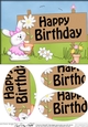 A5 HAPPY BIRTHDAY Little Bunny has a Flower Oval Pyramage Topper