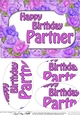 A5 Happy Birthday PARTNER Time for Roses Oval Pyramage Topper