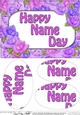 A5 Happy NAME DAY Time for Roses Oval Pyramage Topper