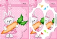 A5 Easter Teddy Tess has Bunny Ears and a Carrott Scallop Corners & Pyramage Topper