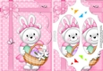 A5 Easter Teddy Tess has Bunny Ears and an Easter Basket Scallop Corners & Pyramage Topper