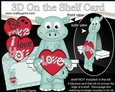 3D On the Shelf Card Kit - Valentine Heart Love & Romance Little Dinosaur Deke