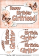 A5 Birthday GIRLFRIEND Butterflies & Flowers Oval Pyramage Topper