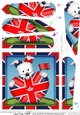 Jess Westie Dog is flying the Union Jack Flag Heart Fan Pyramage Topper