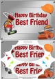A5 Happy Birthday BEST FRIEND Handyman Tools Scallop Corners & Pyramage