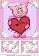 8 x 8 Zoe Piggy is in Love Scalloped corner Topper