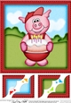 8 x 8 Syd Piggy has a Birthday Cake Scalloped corner Topper