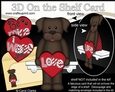 3D On the Shelf Card Kit - Valentine Heart Love & Romance Little Chocolate Labrador Dog Dash