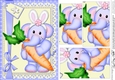 A5 Lola Elephant has Easter Bunny Ears & a Carrot Pyramage Topper