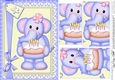 A5 Lola Elephant has a Birthday Cake Pyramage Topper