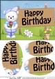 A5 HAPPY BIRTHDAY Teddy Ed has a Rose Oval Pyramage Topper
