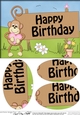 A5 HAPPY BIRTHDAY Little Chunky Monkey has a Heart Oval Pyramage Topper