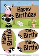 A5 HAPPY BIRTHDAY Milly Moo Cow has a Rose Oval Pyramage Topper