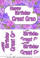 A5 HAPPY BIRTHDAY GREAT GRAN Time for Roses Oval Pyramage Topper