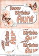 A5 Birthday AUNT Butterflies & Flowers Oval Pyramage Topper