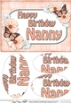 A5 Birthday NANNY Butterflies & Flowers Oval Pyramage Topper