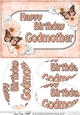 A5 Birthday GODMOTHER Butterflies & Flowers Oval Pyramage Topper