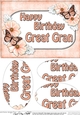 A5 Birthday GREAT GRAN Butterflies & Flowers Oval Pyramage Topper