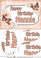 A5 Birthday NANNIE Butterflies & Flowers Oval Pyramage Topper