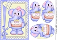 A5 Lola Elephant has a Birthday Cake Oval Pyramage Topper
