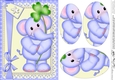 A5 Lola Elephant has a Good Luck Clover Oval Pyramage Topper