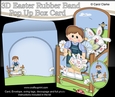 3D Rubber Band Pop Up Box Card Kit - Easter Toddler Arlie has a Cute Bunny in a Basket