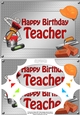 A5 Happy Birthday TEACHER Handyman Tools Scallop Corners & Pyramage