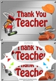 A5 THANK YOU TEACHER Handyman Tools Scallop Corners & Pyramage