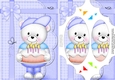 A5 Teddy Ed has a Birthday Cake Scallop Corners & Pyramage Topper